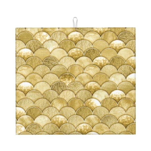 Naloa Mermaid Fish Scale Dish Drying Mat for Kitchen Counter, Heat Resistant Drainer Mats, Absorbent Draining Mat,Dish Rack Pad,16"x18"