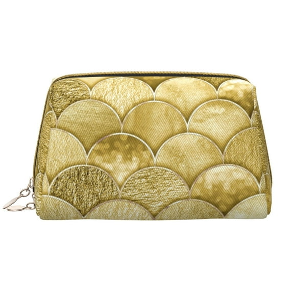 Naloa Mermaid Fish Scale Leather Makeup Bag for Purse Travel, Portable Small Cosmetic Organizer for Women and Girls, Make up Bag with Zipper