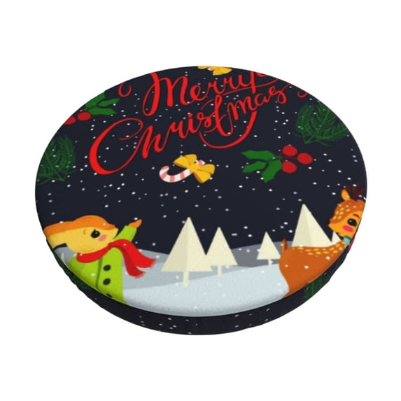 Naloa Merry Christmas Elk Round Bar Stool Cushion Cover 12-14 inch, Fits Kitchen, Office, Restaurant Chairs - 13 inch
