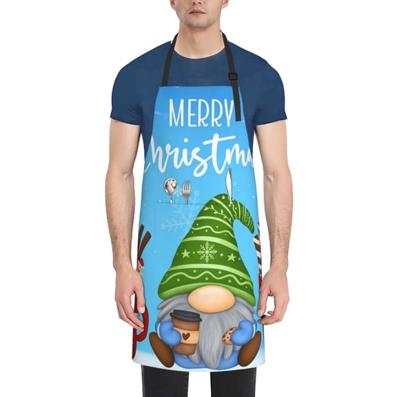 Naloa Merry Christmas Gnome Apron Kitchen Aprons with Pockets for Women Men Chef