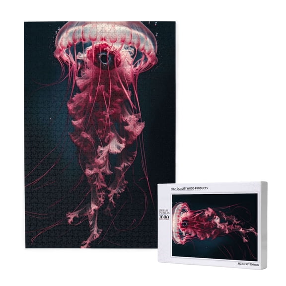 Naloa Mesmerizing Pink Jellyfish Custom Puzzles Personalized Puzzle 1000 Pieces from Photo Custom Jigsaw Puzzle for Wedding, Graduation, (29.519.7in, Vertical)