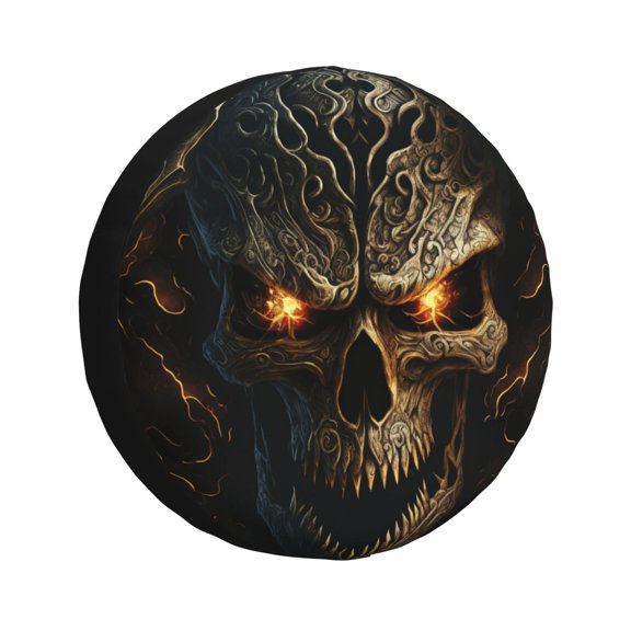 Naloa Metal Evil Skull PVC Leather Spare Tire Wheel Cover for Car Truck SUV Camper Trailer Universal Fit many size17 inch