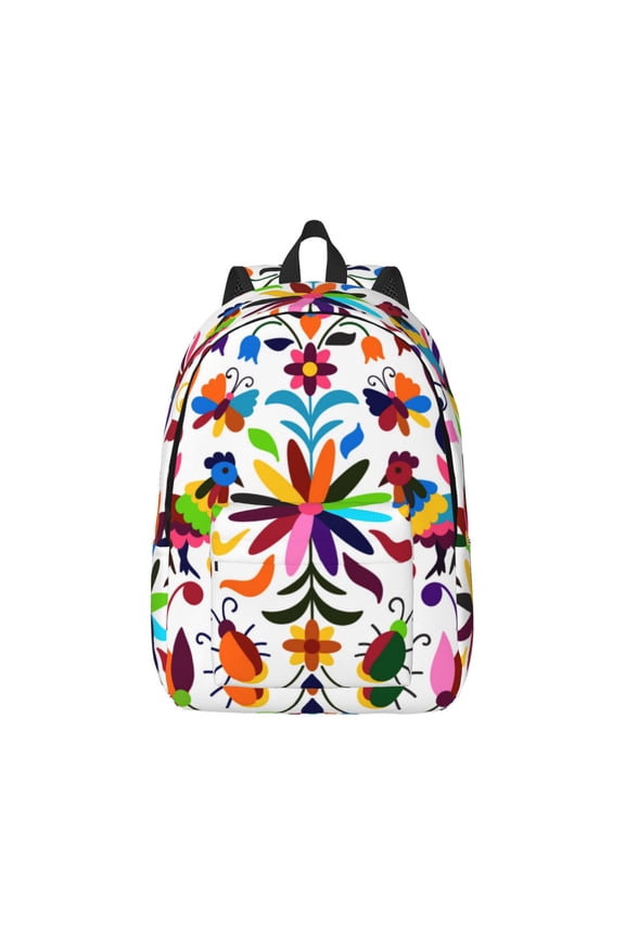 Mexican Bright Style Canvas Backpack for Men Women Rucksack Casual Travel Daypack College Tote Satchel Bookbag for Teens-Small