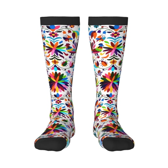 Naloa Mexican Bright Style Thigh High Socks Extra Long Stretchy Sock Women Over Knee High Opaque Stocking Daily Wear