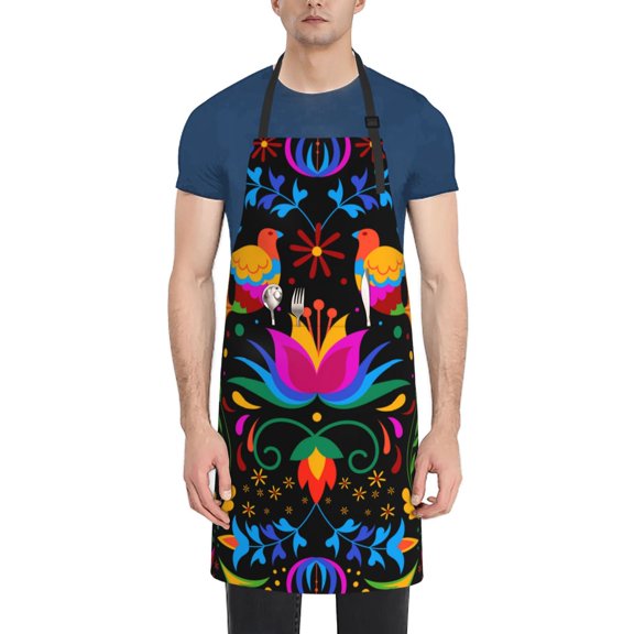 Naloa Mexican Flower Traditional1 Apron Kitchen Aprons with Pockets for Women Men Chef