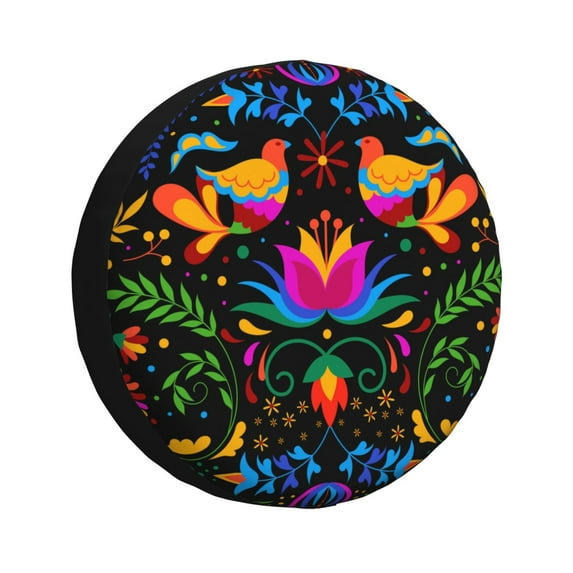 Naloa Mexican Flower Traditional1 PVC Leather Spare Tire Wheel Cover for Car Truck SUV Camper Trailer Universal Fit many size14 inch
