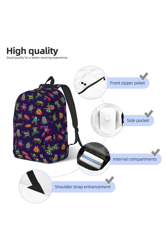 Mexican Frogs Print Durable Canvas College Rucksack,Laptop Excursion Backpack,Travel Notebook School Backpack,Bookbag For Men Women