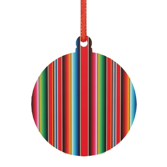 Naloa Mexican Serape Blanket Stripes Acrylic Santa Tree Decorations Christmas Hanging Pendant for Christmas Winter New Year Party Hanging Decorations-Round Shape