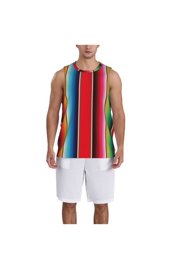 Mexican Serape Blanket Stripes Basketball Jersey Reversible Men's Mesh Athletic Sports Shirts Training Practice S-4XLMedium