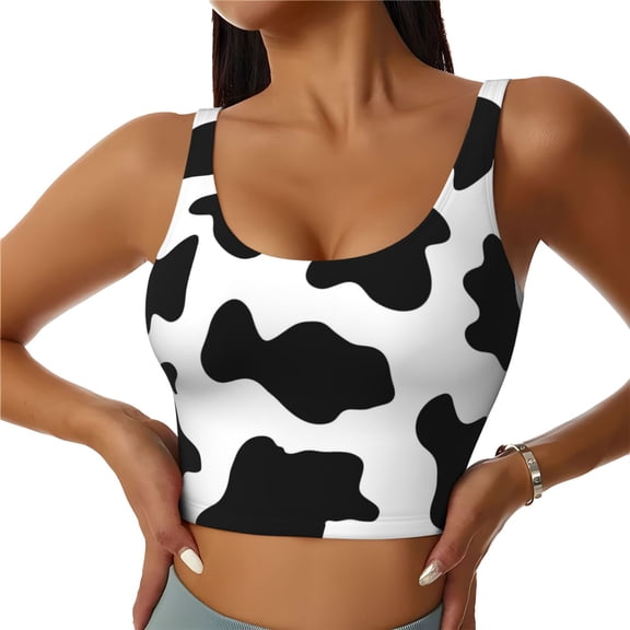 Naloa Milk Cow Sports Bras for Women, High Support Bra with Removable Pads, Comfortable - Small