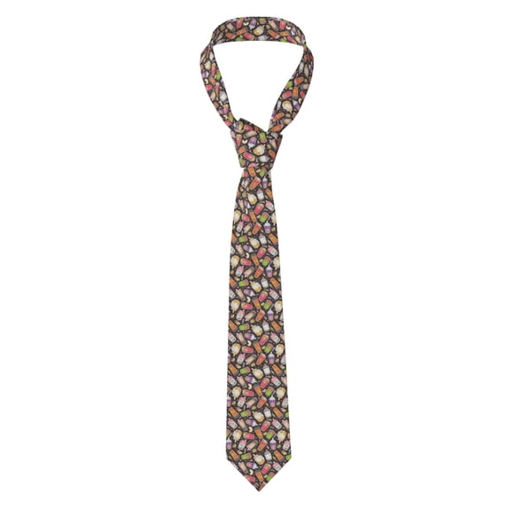 Naloa Milk Tea Print Solid Color Tie Formal Necktie for Men，Suitable for business, daily life, work
