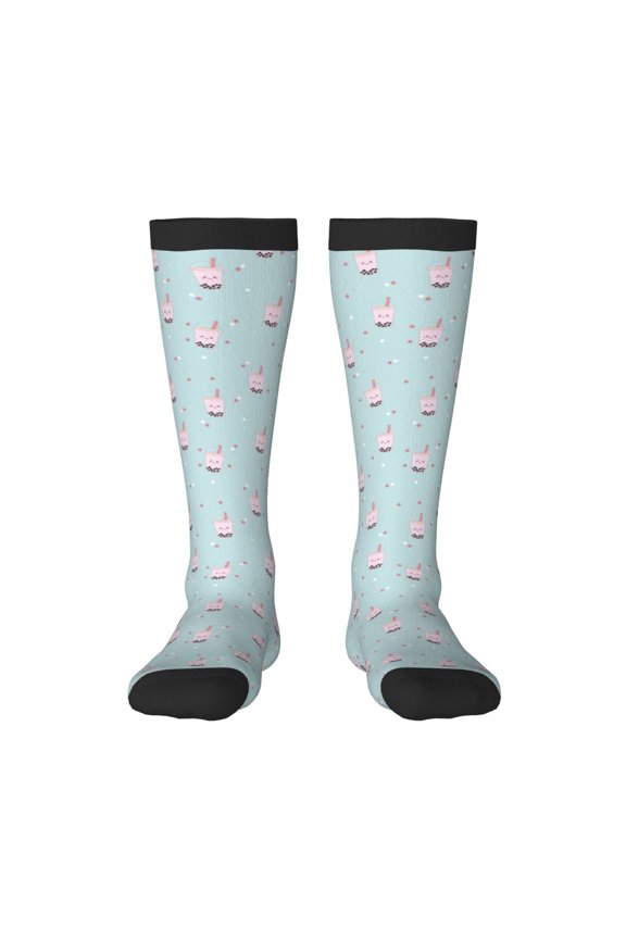 Milk Tea Thigh High Socks Extra Long Stretchy Sock Women Over Knee High Opaque Stocking Daily Wear