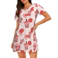 thumbnail image 1 of Naloa Milk Tea5 Print Women Nightgowns,Womens Loungewear,Short Sleeve Sleepwear,Comfy Ladies Nightdress, 1 of 6