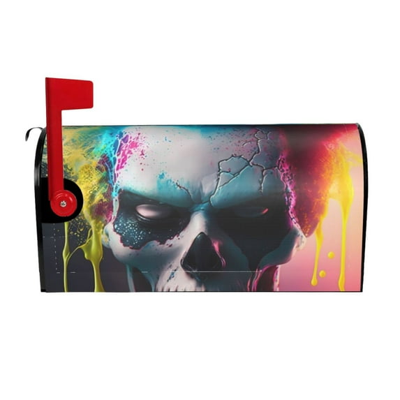 Naloa Modern Abstract Colorful Skull A Mailbox Covers Magnetic Post Box Cover Post Letter Box Cover Garden Decor-21x18 in