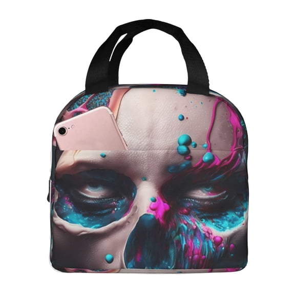 Naloa Modern Abstract Colorful Skull B Print Lunch Box for Women Men,Insulated Lunch Bag,Lunchbox,Thermal Leakproof Cooler,Reusable Lunch Tote Bag for Work School Travel Picnic