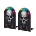 thumbnail image 1 of Naloa Modern Abstract Colorful Skull C 2 Pcs Bookend Large Capacity Office Book Ends for Home Office Library School Study Decoration, 1 of 8