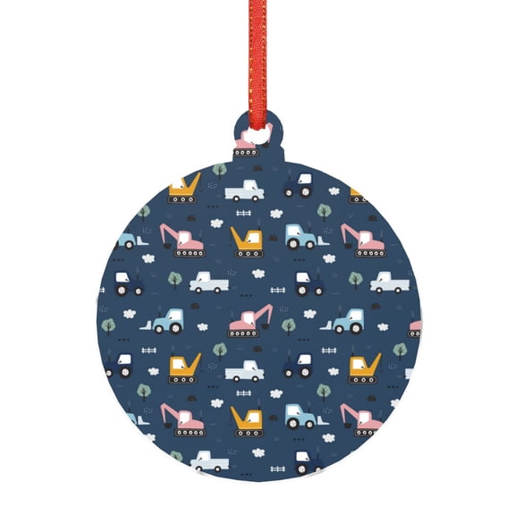 Naloa Modern Modern Excavator Acrylic Santa Tree Decorations Christmas Hanging Pendant for Christmas Winter New Year Party Hanging Decorations-Round Shape
