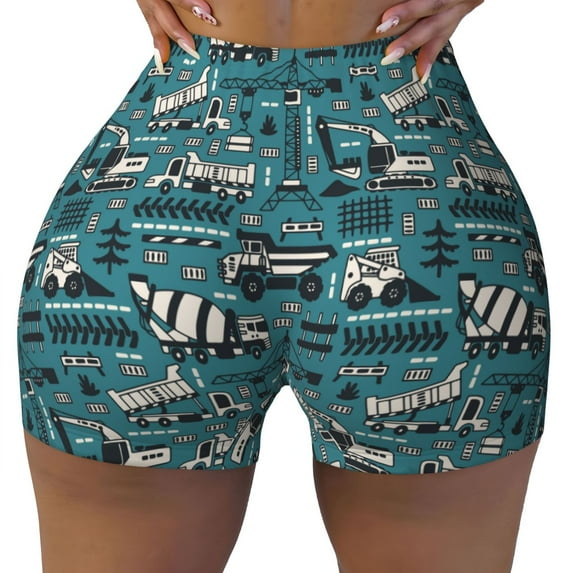 Naloa Modern Excavator Biker Shorts for Women Seamless Scrunch Short Women’s Yoga Shorts for Gym Running Sport Shorts - Medium