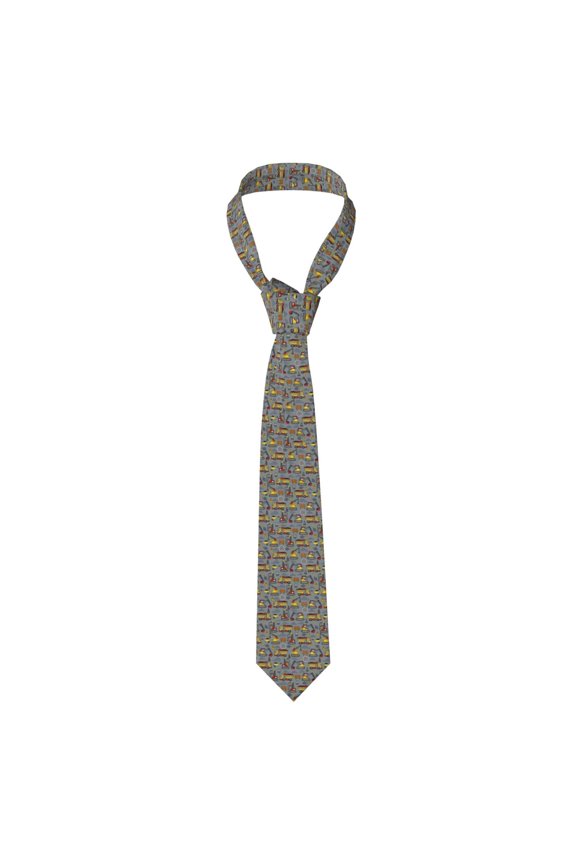 Modern Excavator Print Solid Color Tie Formal Necktie for MenSuitable for business, daily life, work