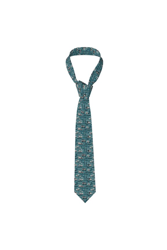 Modern Excavator Print Solid Color Tie Formal Necktie for MenSuitable for business, daily life, work
