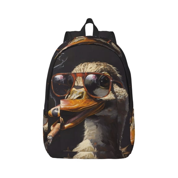 Naloa Modern Funny Duck Canvas Backpack for Men Women Rucksack Casual Travel Daypack College Tote Satchel Bookbag for Teens-Small