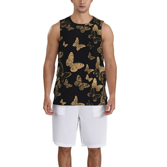 Naloa Modern Golden Butterfly Basketball Jersey Reversible Men's Mesh Athletic Sports Shirts Training Practice S-4XLSmall