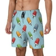 thumbnail image 1 of Naloa Modern Ice Cream Print Men Swim Trunks with Compression Liner ,Board Shorts,Men's Swim Shorts with Drawstring and Elastic Waistband-Large, 1 of 6