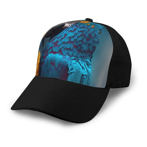 Naloa Modern Style Blue Parrot Adult adjustable Print Baseball Hat, Patchwork curved brim baseball capfor Men and Women, One Size