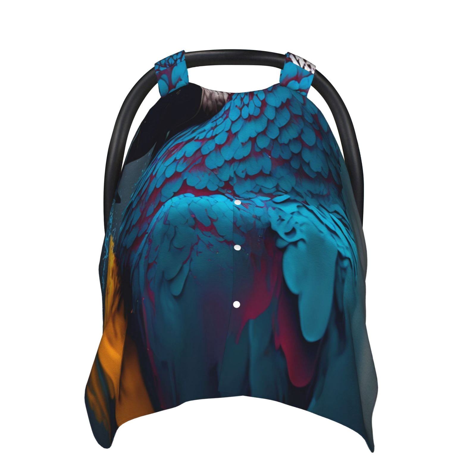 Naloa Modern Style Blue Parrot Baby Car Seat Cover, Breathable Baby Carrier Cover, Multiuse Baby Carrier Cover & Nursing Breastfeeding Cover