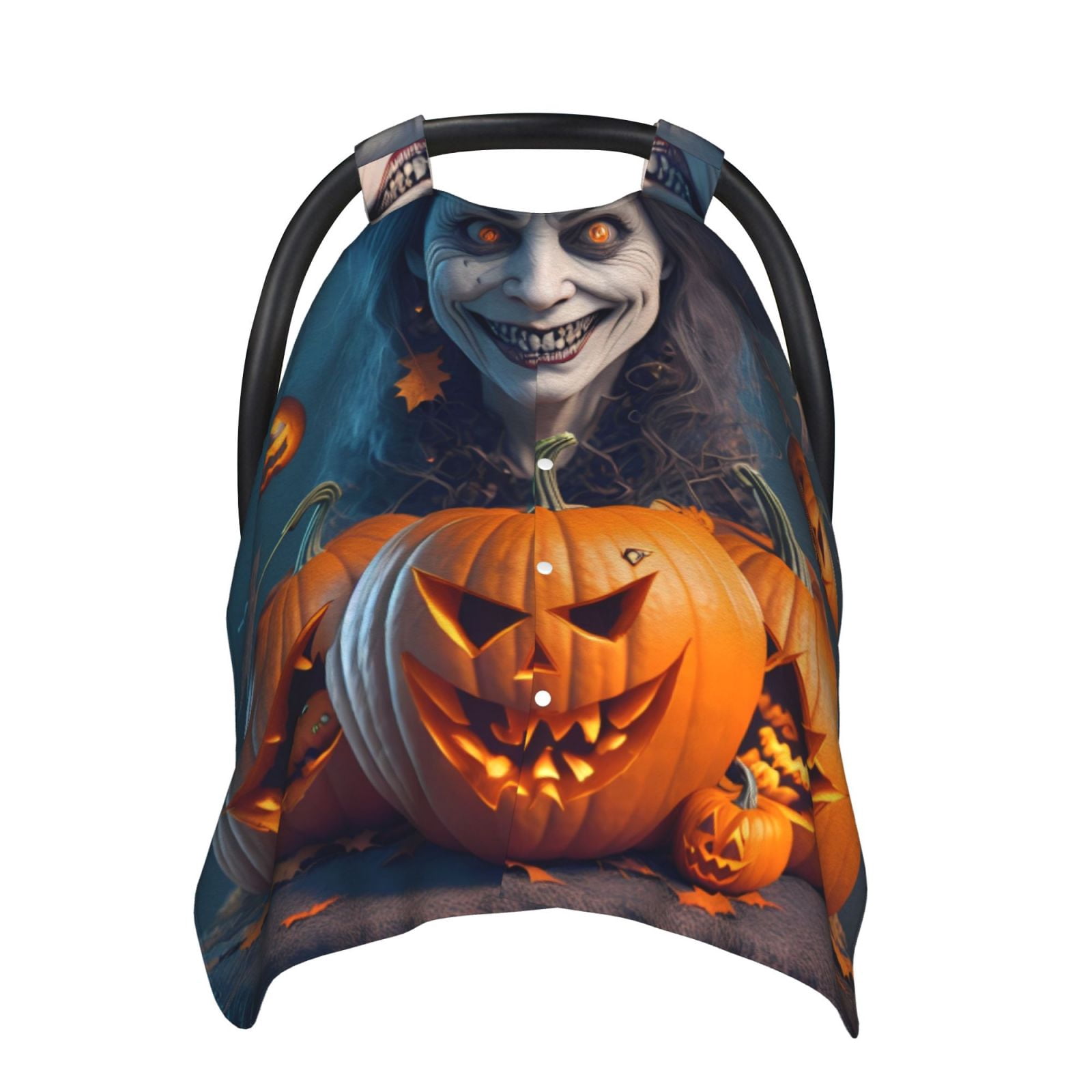 Naloa Modern Style Pumpkin Witch Baby Car Seat Cover, Breathable Baby Carrier Cover, Multiuse Baby Carrier Cover & Nursing Breastfeeding Cover