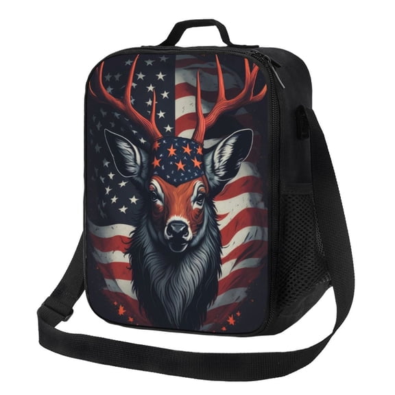 Naloa Modern USA Deer Head Lunch box Lunch bag for men women Large capacity Lunchbox Insulated Lunch bag Lunch box cooler