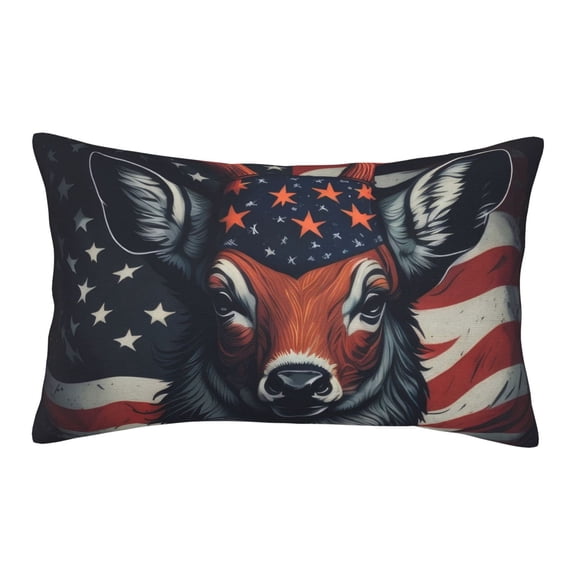Naloa Modern USA Deer Head Pillowcase, Throw Pillowcase, Wrinkle-Free, Stain-Resistant with Hidden Zipper for Bedroom Sofa-16"x24"