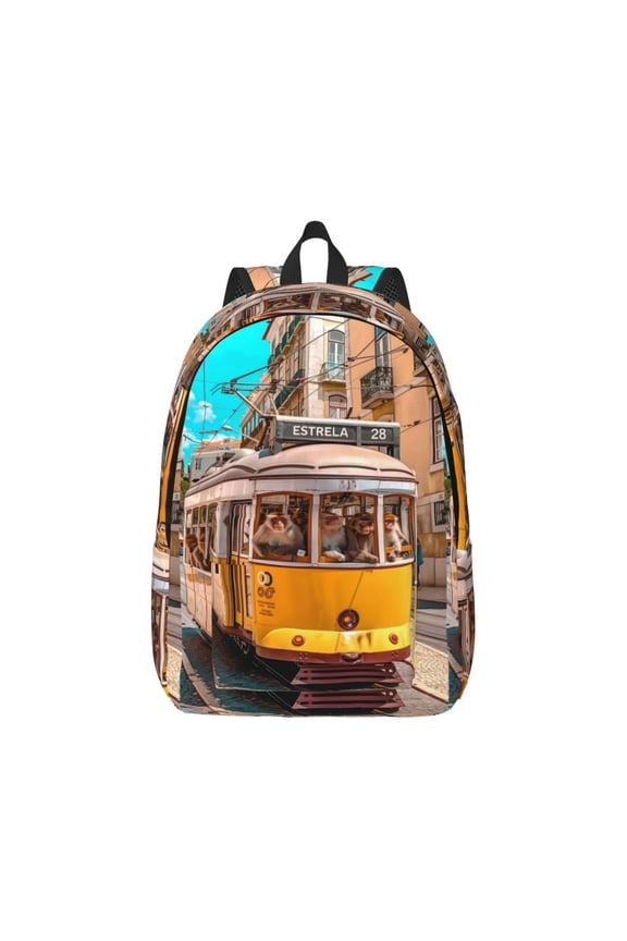 Modern Urban Monkey Canvas Backpack for Men Women Rucksack Casual Travel Daypack College Tote Satchel Bookbag for Teens-Small