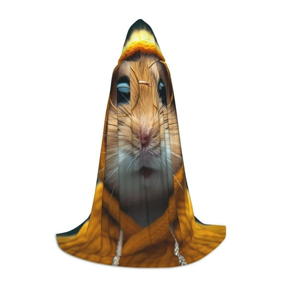 Naloa Modern Yellow Sweater Guinea Pig Hooded Cloak Cape with Hood Halloween Capes Women Witch Costume Vampire Cloak Wizard Robe Cosplay Costume with teenagers-Medium