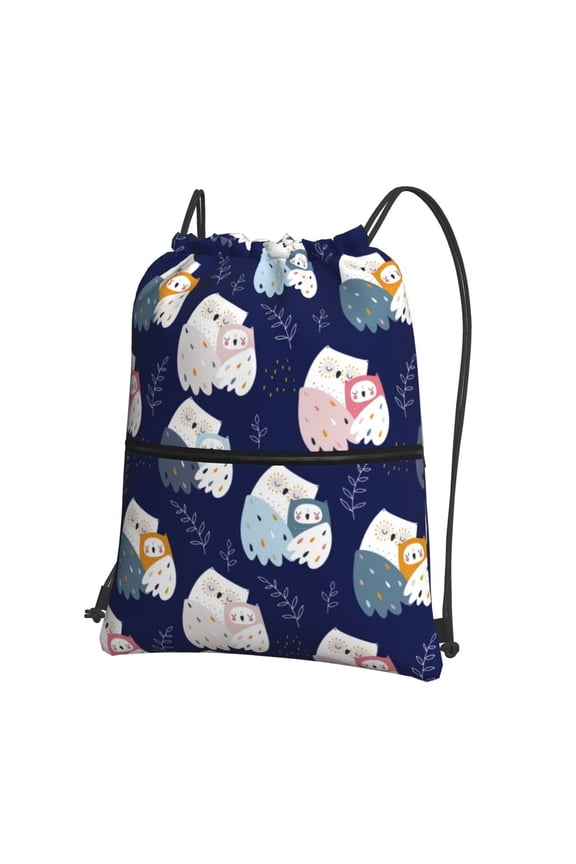 Mom And Baby Owls Drawstring Backpack String Bag Cinch Water Resistant for Gym Shopping Sport Yoga
