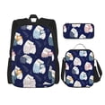 thumbnail image 1 of Naloa Mom And Baby Owls Print Large Capacity Backpack Lunch Bag Pencil Case Combination 3 Piece Set for Student, 1 of 8