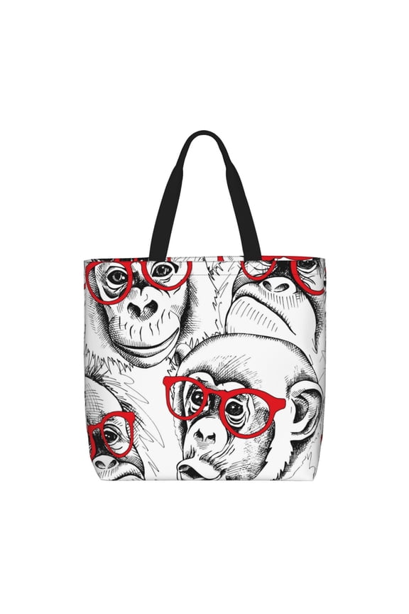 Monkey Tote Bag for Women, Foldable Tote Bag With Zipper, Large Shoulder Bag, Top Handle Handbag for Travel, Work, Shopping