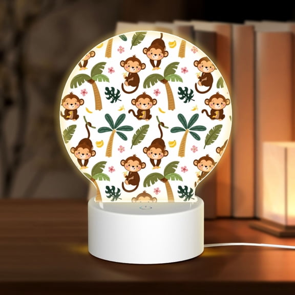 Naloa Monkeys Swinging from Palms Acrylic LED Night Light Custom LED Lights Personalized Nightlight Customized Gifts for Family Couples Friends