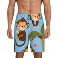 thumbnail image 1 of Naloa Monkeys Swinging from Palms Men's Short Pajama Pants, Lounge Comfort Shorts with Elasticized Waistband and Side Pockets - 3X-Large, 1 of 9