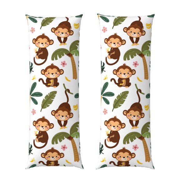Naloa Monkeys Swinging from Palms Super Soft 20x60 Body Pillow Case,Long Side Hidden ZipperPILLOWS ARE NOT INCLUDED