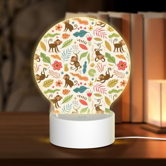 Naloa Monkeys in the Jungle Acrylic LED Night Light Custom LED Lights Personalized Nightlight Customized Gifts for Family Couples Friends
