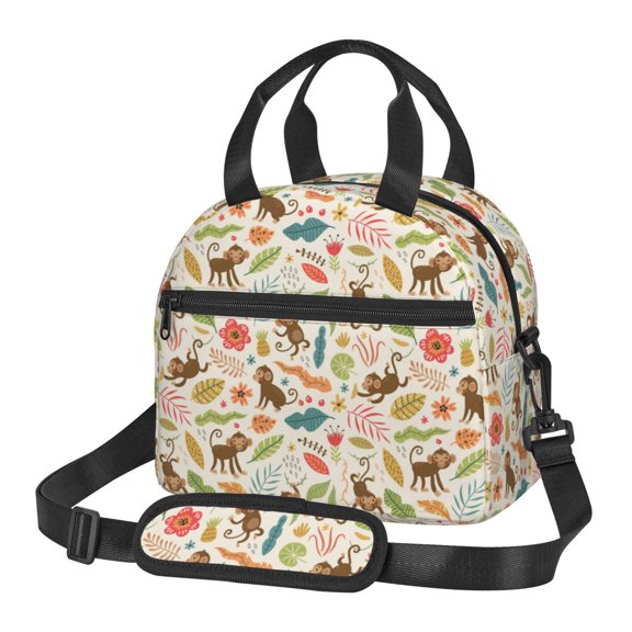 Naloa Monkeys in the Jungle Print Lunch Bag for Women & Men Insulated Lunch Box or Cooler Lunch Tote Bags for Work, Travel, Outdoor