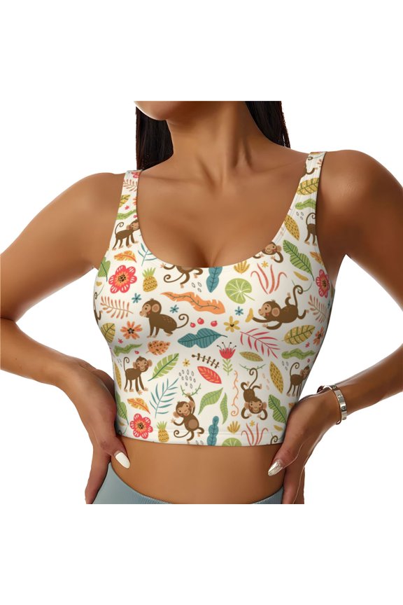 Monkeys in the Jungle Sports Bras for Women, High Support Bra with Removable Pads, Comfortable - X-Large