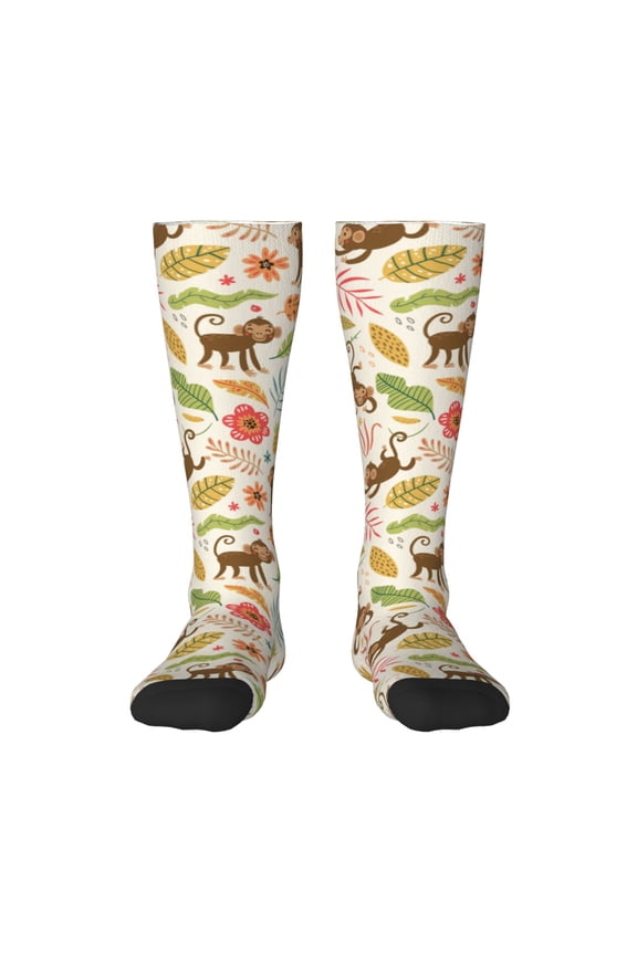 Monkeys in the Jungle Thigh High Socks Extra Long Stretchy Sock Women Over Knee High Opaque Stocking Daily Wear