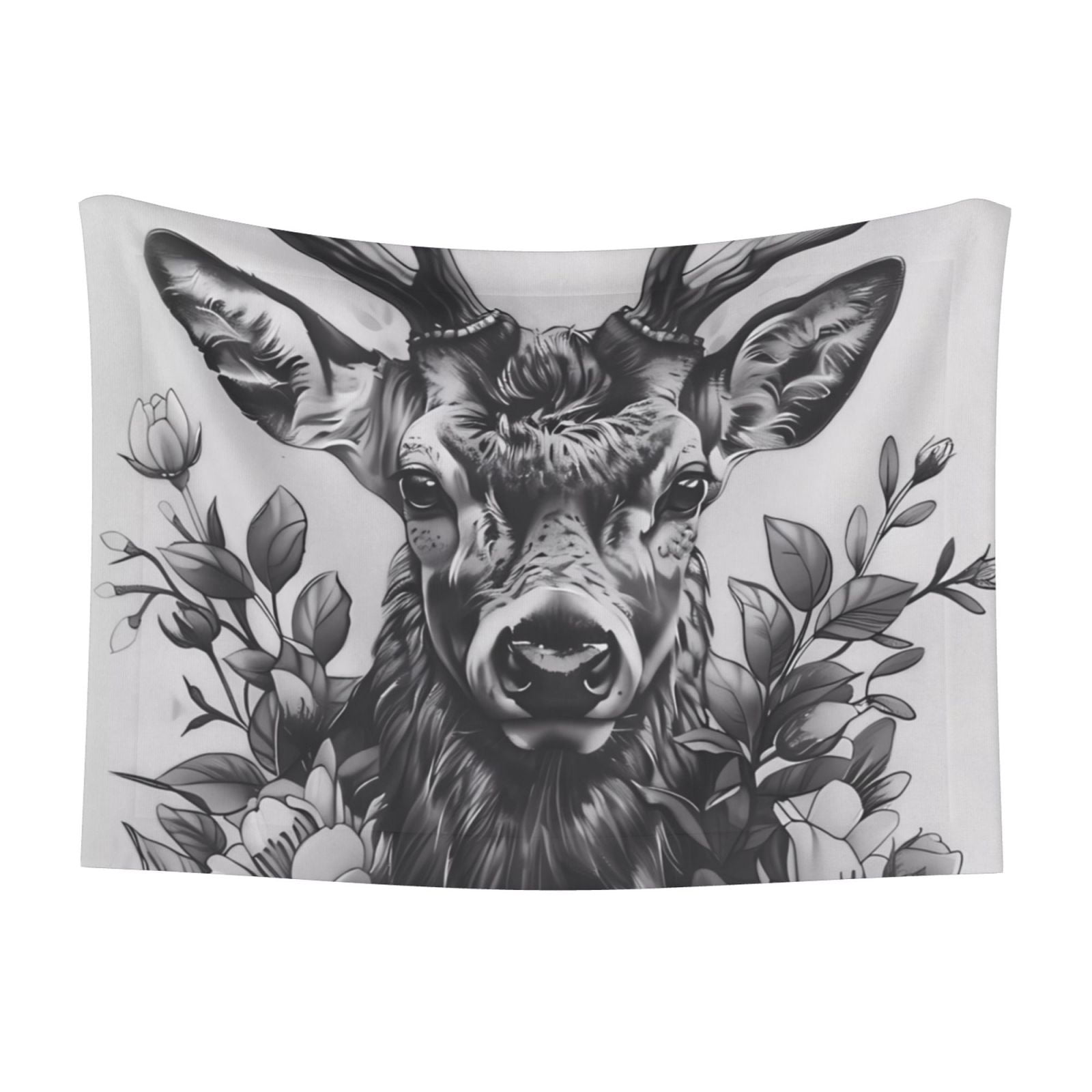Naloa Monochrome Deer Floral Dog Blanket, 3 Sizes Cat Blanket for Indoor Cats Large Medium Small Dog Gifts-Medium