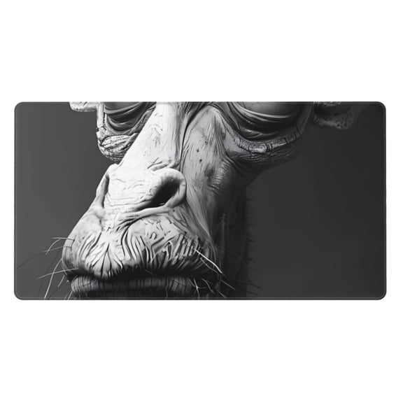 Naloa Monochrome Giraffe Expression Gaming Mouse Pad Large Mouse Mat Long Extended Desk Pad Non-Slip Rubber Mice Pads Stitched Edges Thin Pad (16x29.5 Inch)