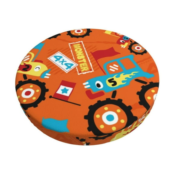 Naloa Monster Truck Round Bar Stool Cushion Cover 12-14 inch, Fits Kitchen, Office, Restaurant Chairs - 12 inch