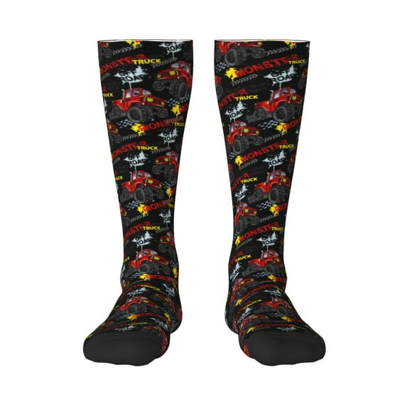 Naloa Monster Truck Thigh High Socks Extra Long Stretchy Sock Women Over Knee High Opaque Stocking Daily Wear