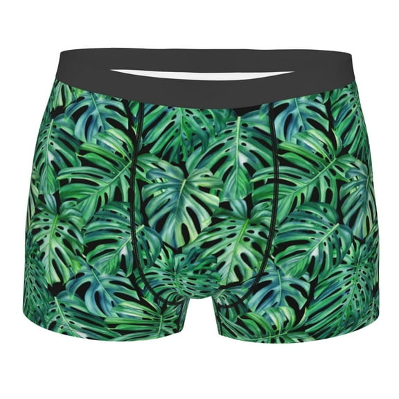 Naloa Monstera Leaves Print Mens Underwear - Boxers for Men, Classic Briefs for Men