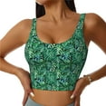 thumbnail image 1 of Naloa Monstera Leaves Sports Bras for Women, High Support Bra with Removable Pads, Comfortable - Large, 1 of 9